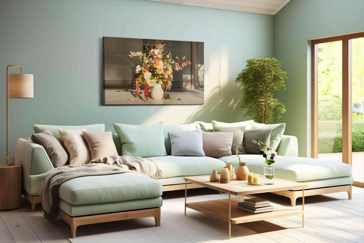 Sunlit Whispers of Petals floral canvas print, hanging on wall