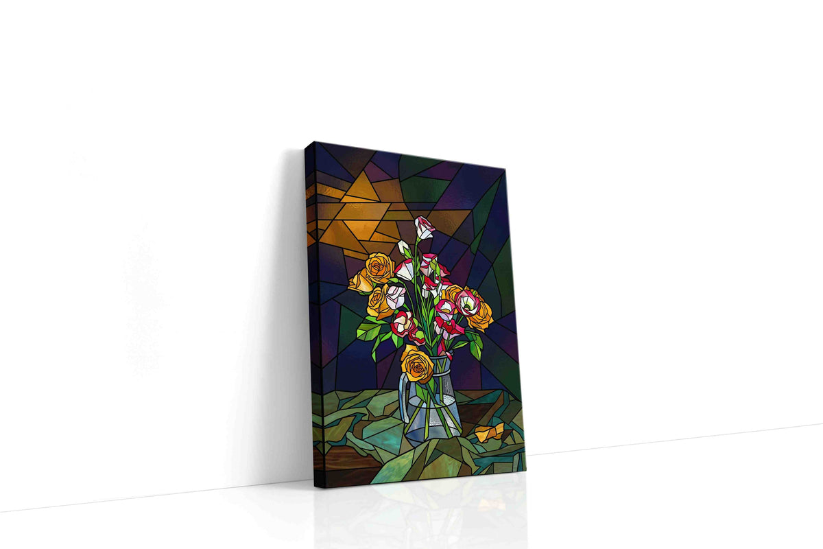 Twilight Glass Bouquet floral canvas print gallery-wrapped portrait canvas studio shot