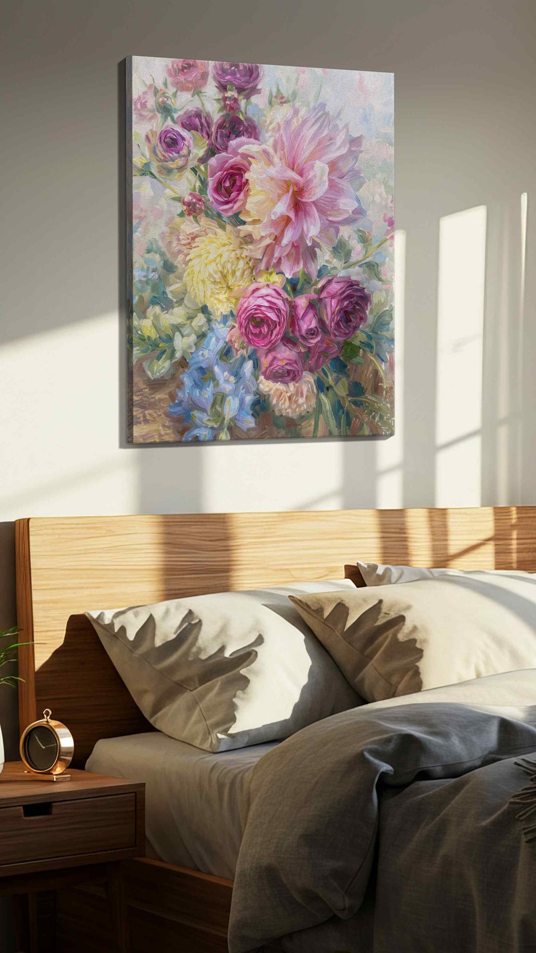 Whispered Petals at Dawn - Floral Canvas Print, Botanical Wall Art, Flower Canvas Art