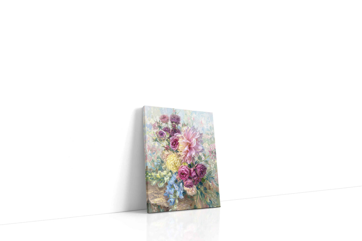 Whispered Petals at Dawn floral canvas print, gallery-wrapped, ready to hang