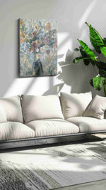 Whisperlight Garden Bouquet floral canvas print in a hung canvas mockup