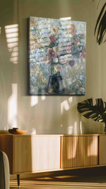 Whisperlight Garden Bouquet floral canvas print, hanging on wall