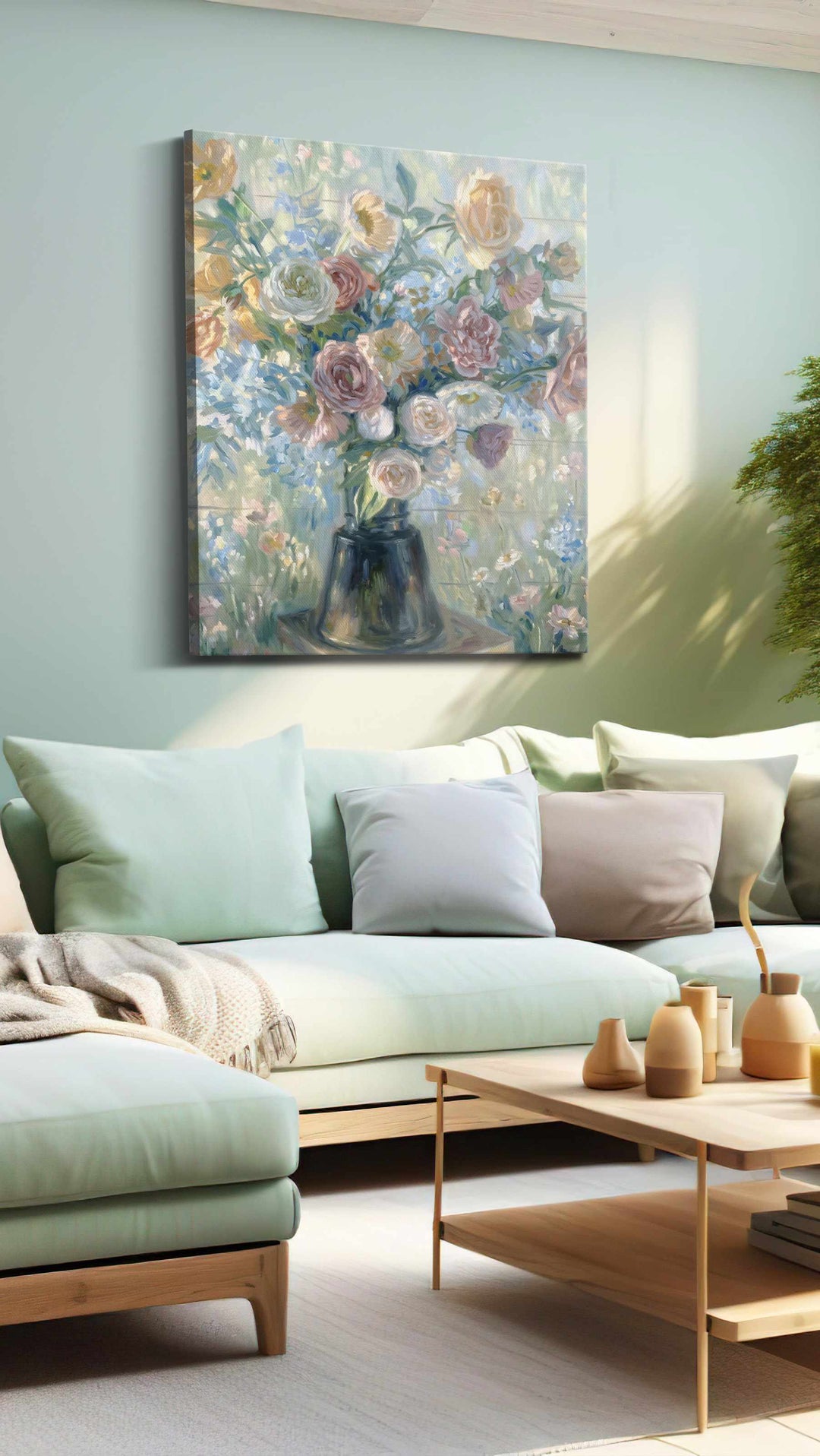 Whisperlight Garden Bouquet - Floral Canvas Print, Botanical Wall Art, Flower Canvas Art