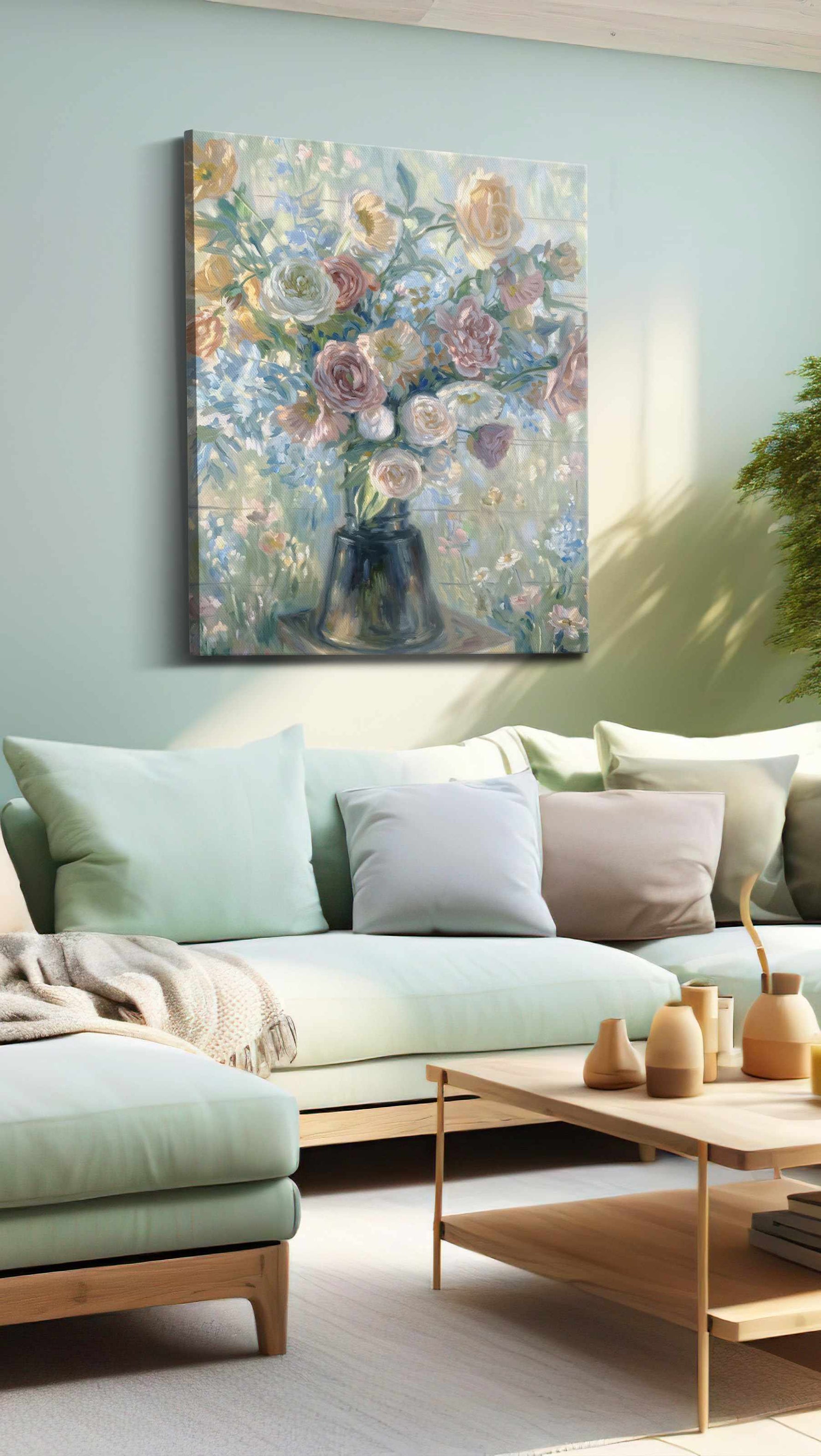 Whisperlight Garden Bouquet - Floral Canvas Print, Botanical Wall Art, Flower Canvas Art
