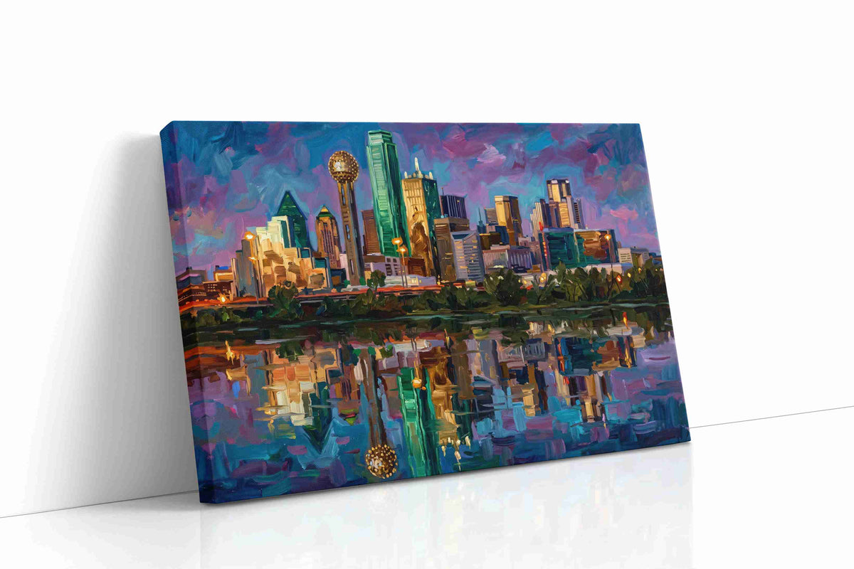 Amethyst Skyline Reverie landmarks canvas print gallery-wrapped landscape canvas studio shot