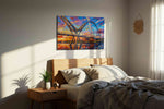 Aurora Over the Archway landmarks canvas print, displayed in a bedroom