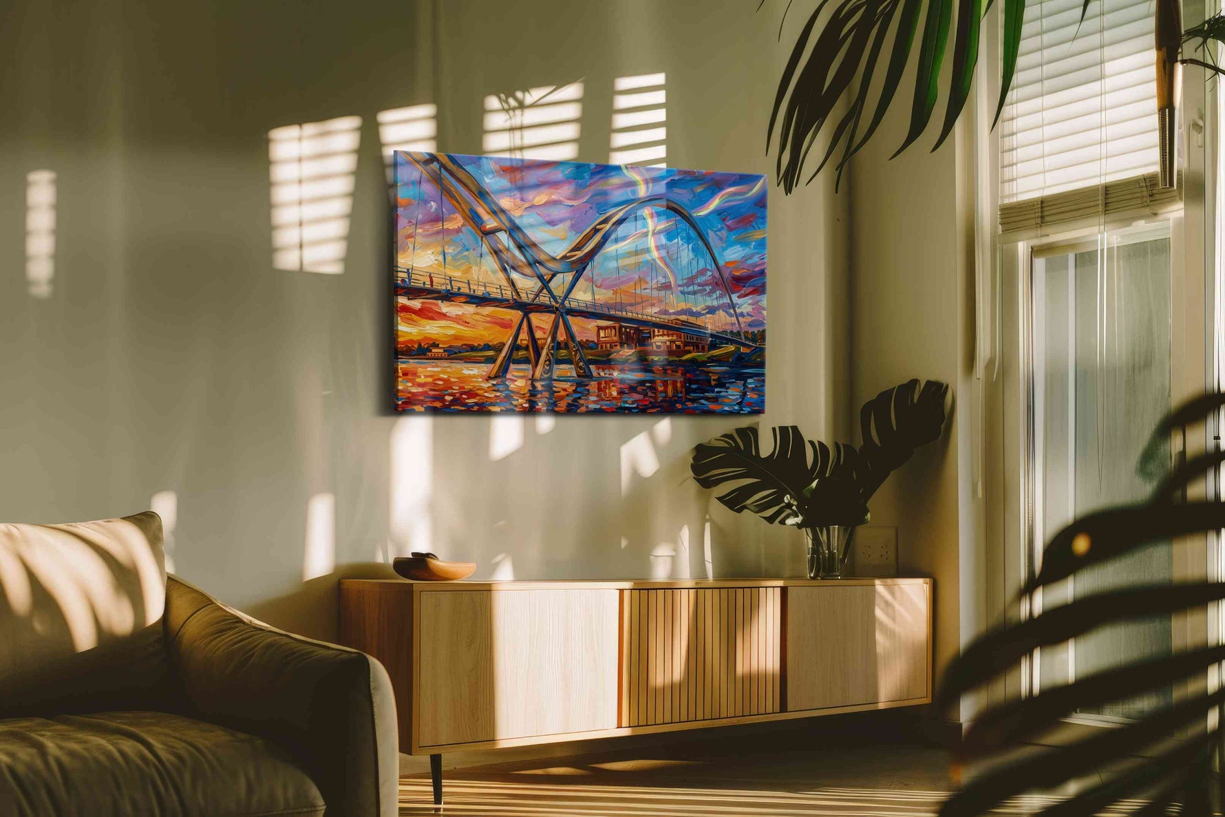 Aurora Over the Archway landmarks canvas print, on wall, lifestyle preview