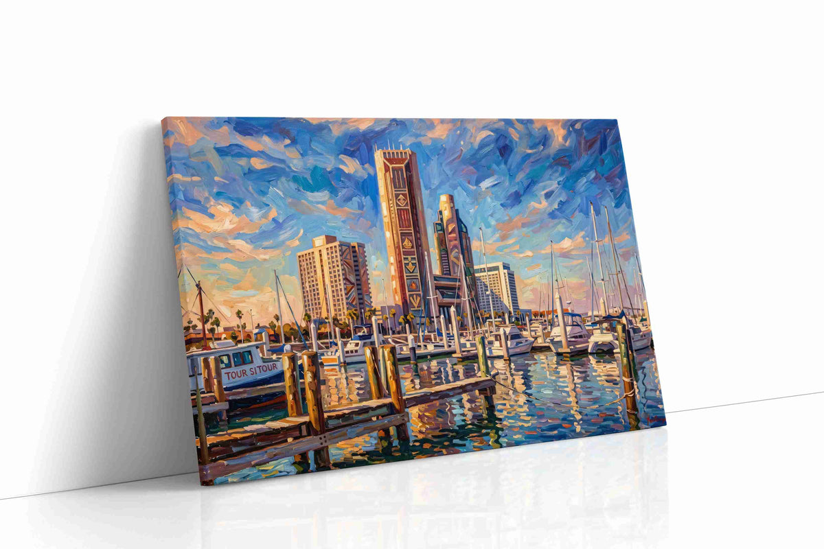 Marina of Painted Skies landmarks canvas print gallery-wrapped landscape canvas studio shot