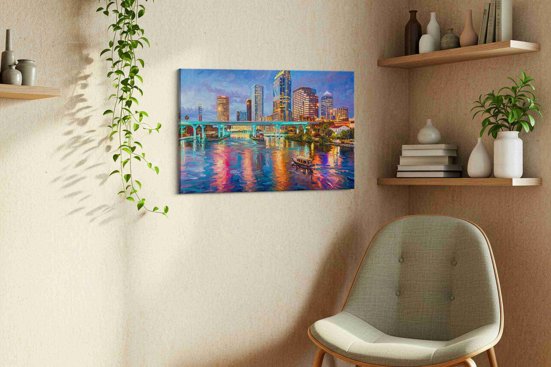 Neon Tides of the City - Landmark Wall Art, Travel Canvas Print, Famous Places Art