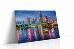 Neon Tides of the City landmarks canvas print gallery-wrapped landscape canvas studio shot