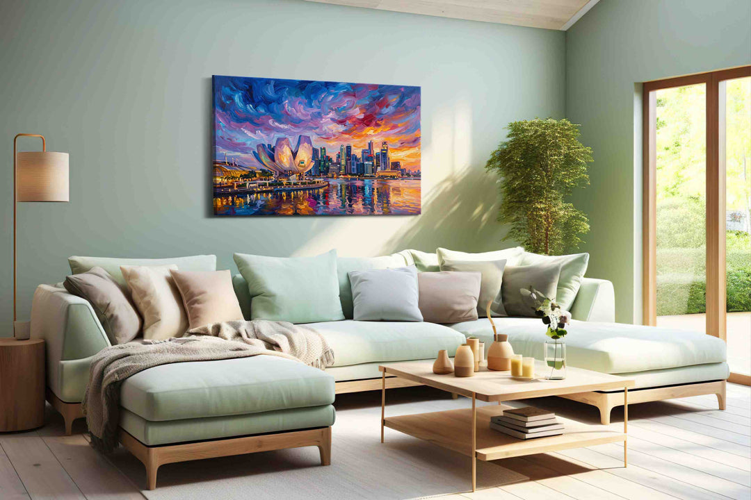 Orchid Skies Over Marina Bay - Landmark Wall Art, Travel Canvas Print, Famous Places Art