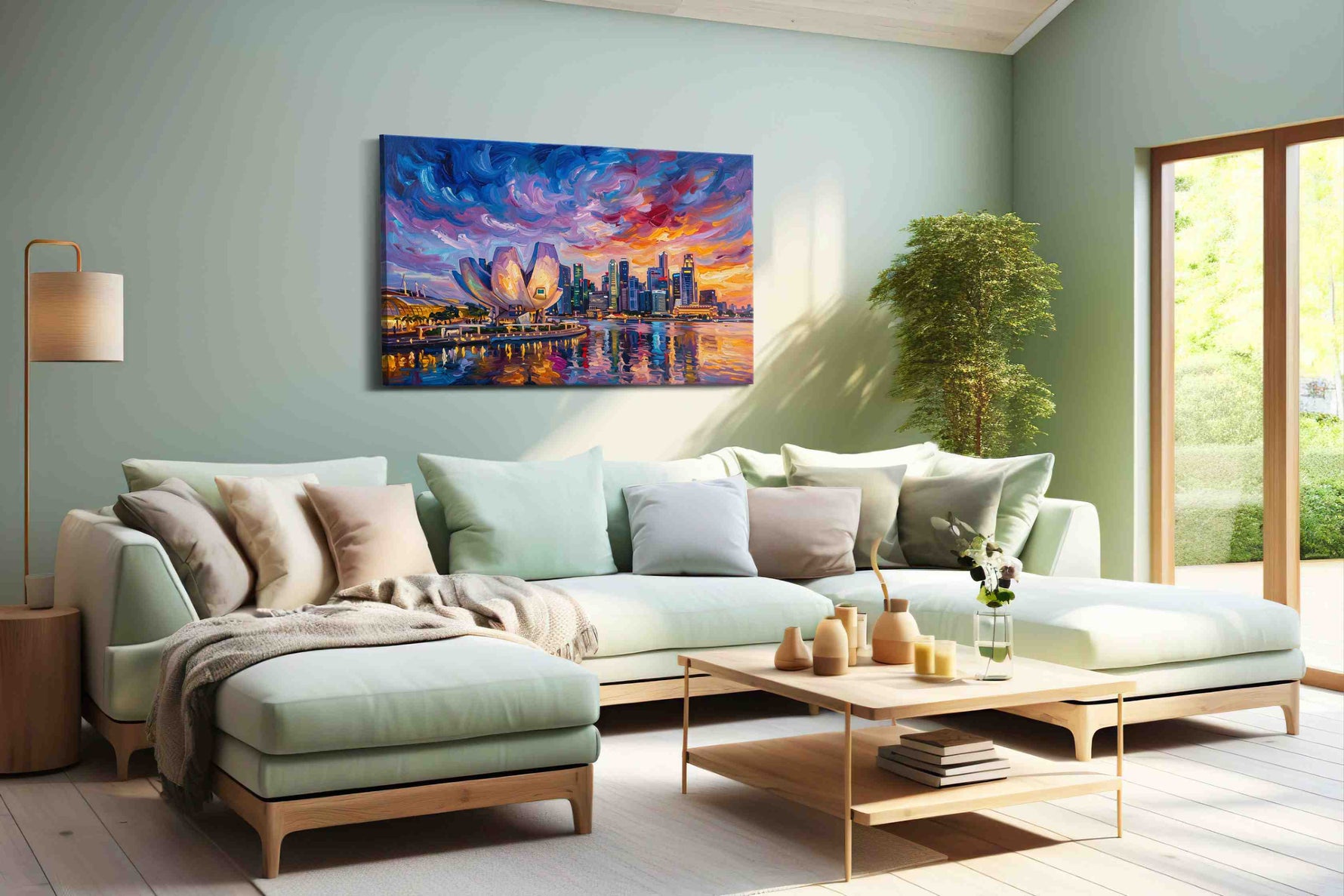 Orchid Skies Over Marina Bay - Landmark Wall Art, Travel Canvas Print, Famous Places Art