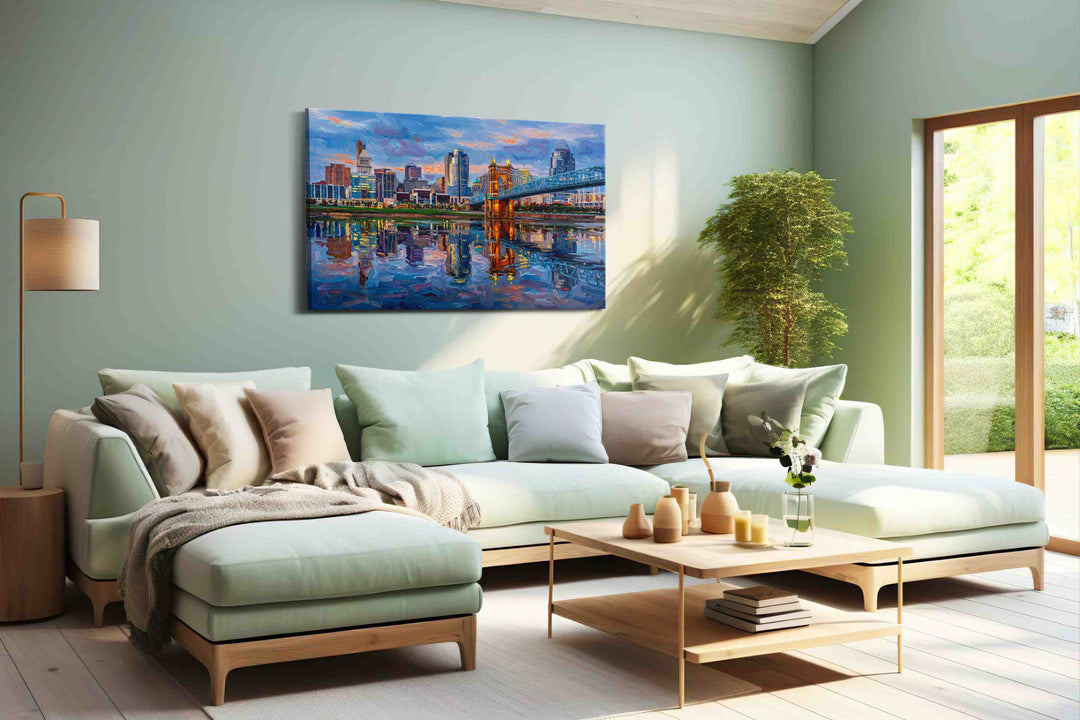 Twilight Over the Roebling - Landmark Wall Art, Travel Canvas Print, Famous Places Art