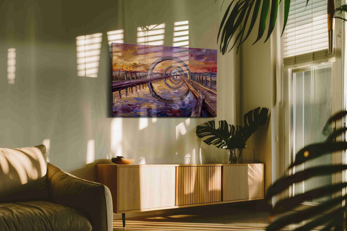 Twilight Passage Reverie landmarks canvas print, on wall, lifestyle preview