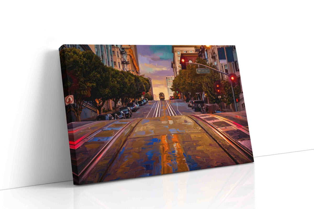 Twilight on Steel Rails landmarks canvas print, gallery-wrapped, ready to hang