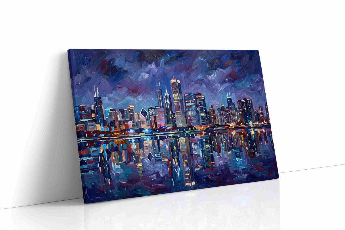 Violet Storm Over the Skyline landmarks canvas print gallery-wrapped landscape canvas studio shot