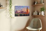 Westminster in Lavender Fire landmarks canvas print, hanging on wall — view 3