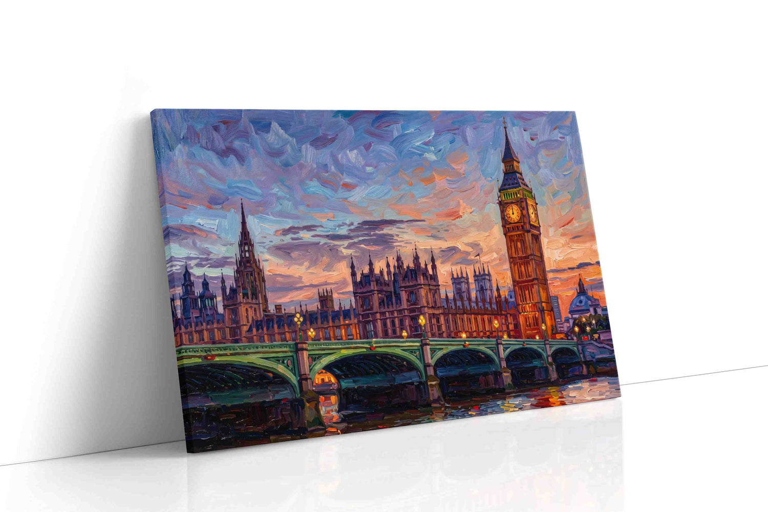 Westminster in Lavender Fire landmarks canvas print, gallery-wrapped, ready to hang