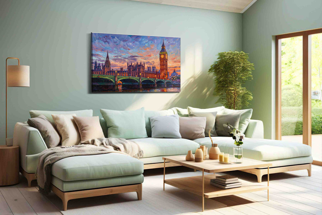 Westminster in Lavender Fire - Landmark Wall Art, Travel Canvas Print, Famous Places Art