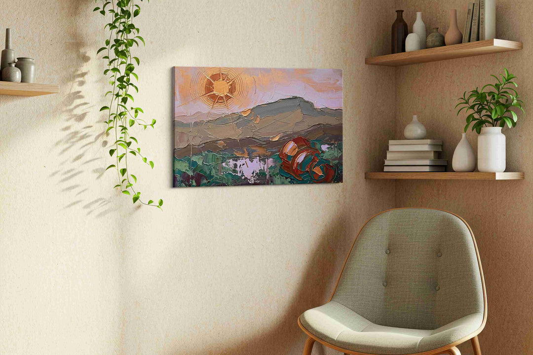 Copper Sun Over Velvet Hills - Landscape Canvas Print, Scenic Wall Art, Nature Canvas Art