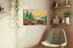 Ember Sky Over Quiet Palms landscape canvas print styled in a living room