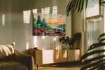 Ember Sky Over Quiet Palms landscape canvas print, hanging on wall