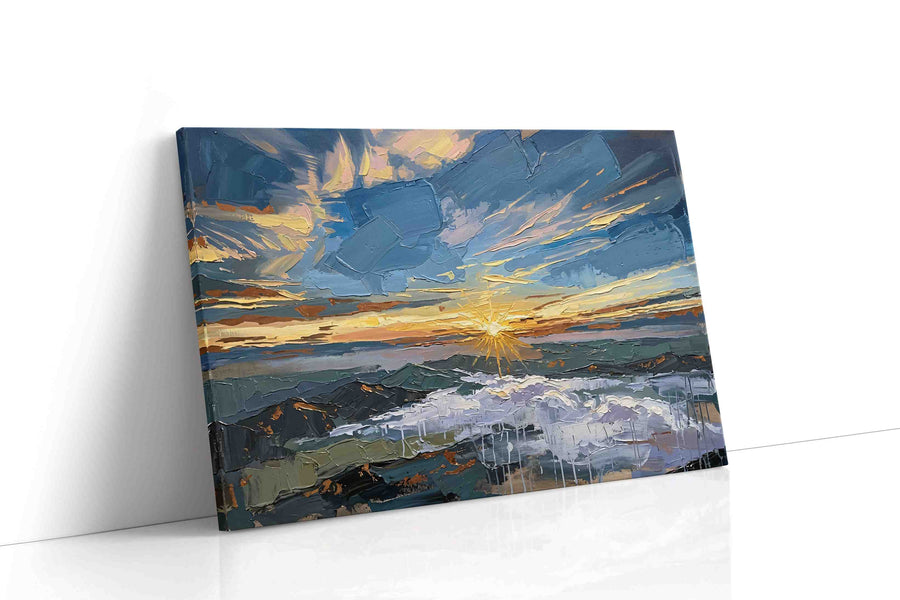 Gilded Tidebreak Dawn landscape canvas print, gallery-wrapped, ready to hang