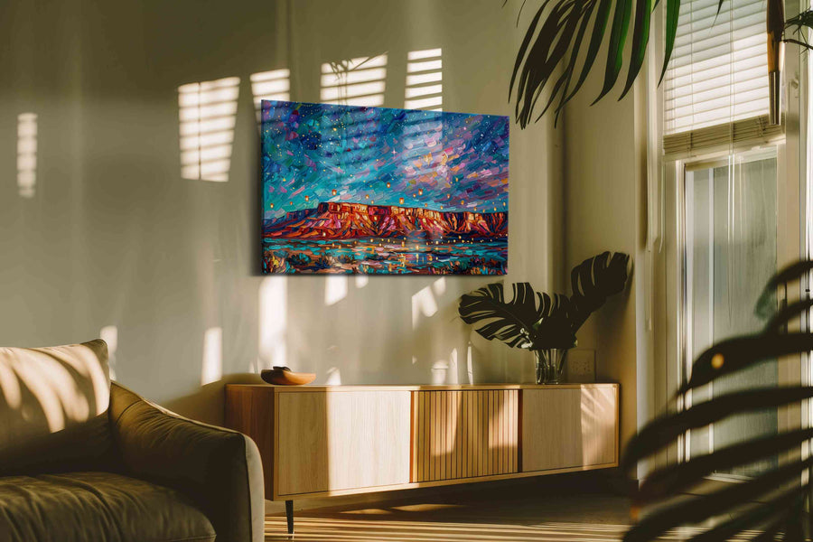 Lanterns Over Painted Mesa landscape canvas print, hanging on wall