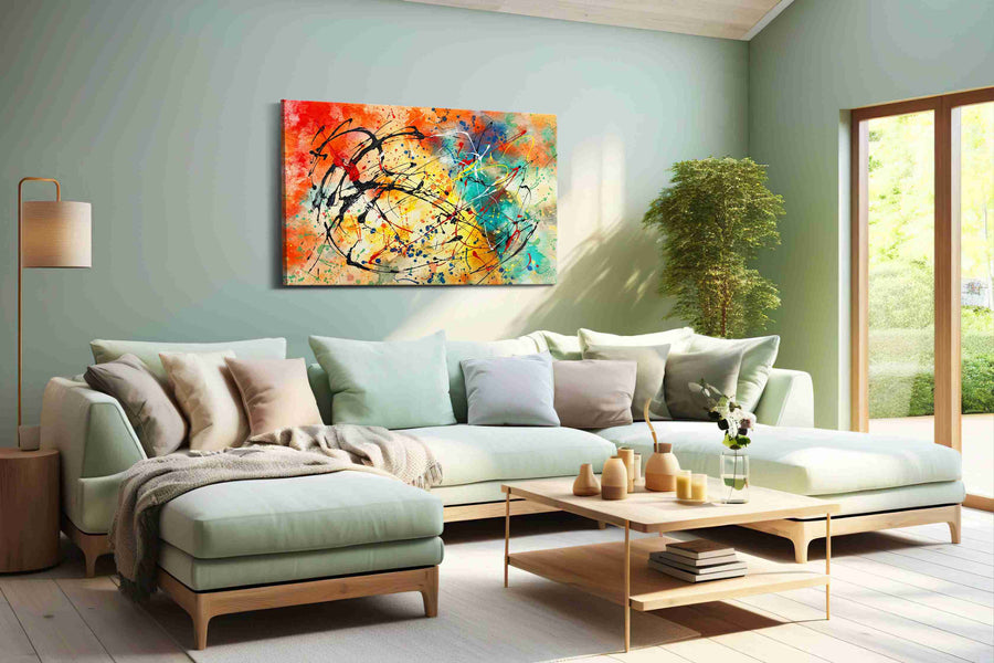 Chromatic Tempest Rhapsody modern canvas print, hanging on wall