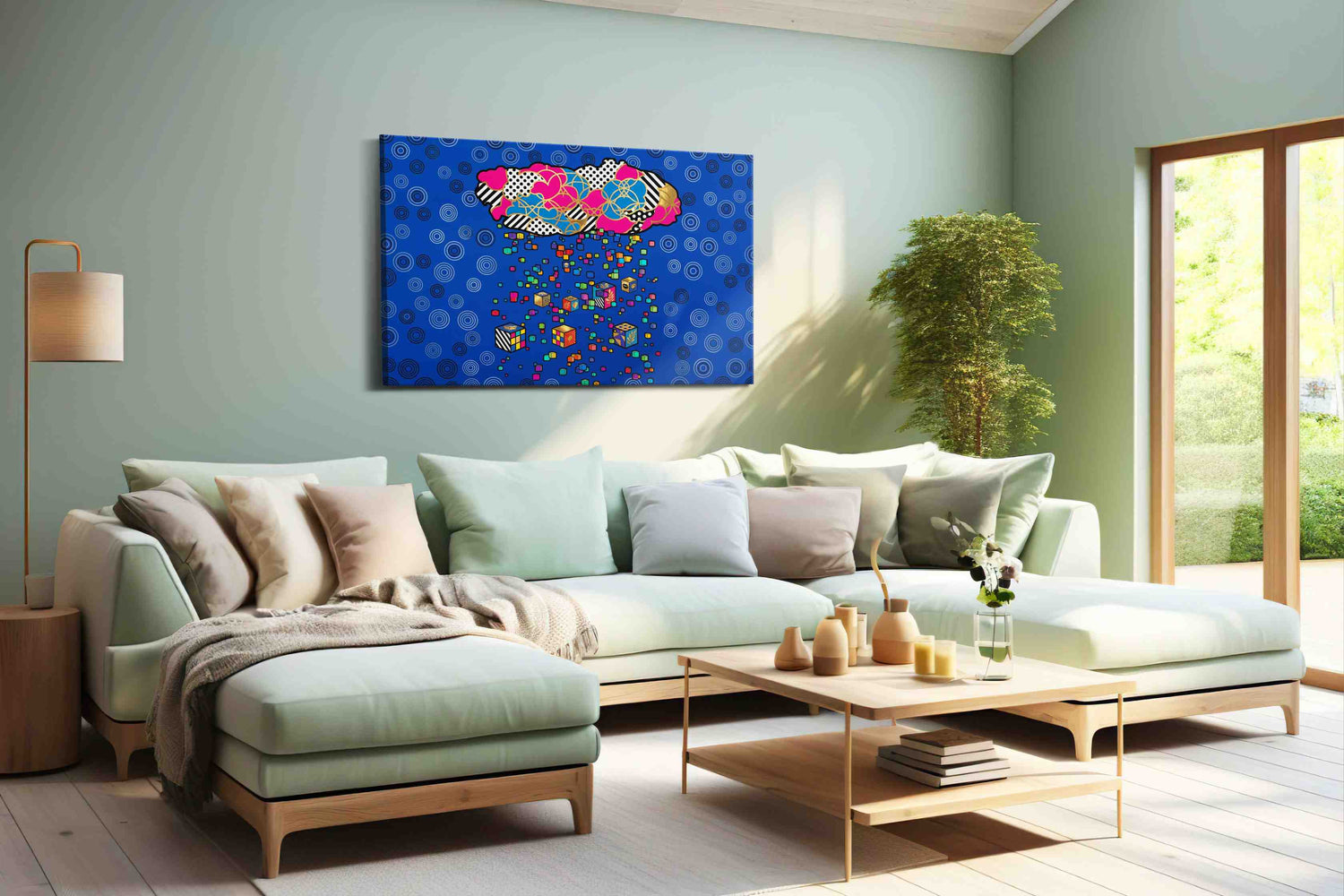 Dreamcloud Mosaic Cascade - Modern Wall Art, Contemporary Canvas Print, Minimalist Decor