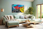 Electric Tidal Reverie modern canvas print, hanging on wall