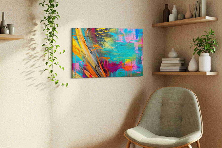 Electric Tides of Reverie modern canvas print styled in a living room