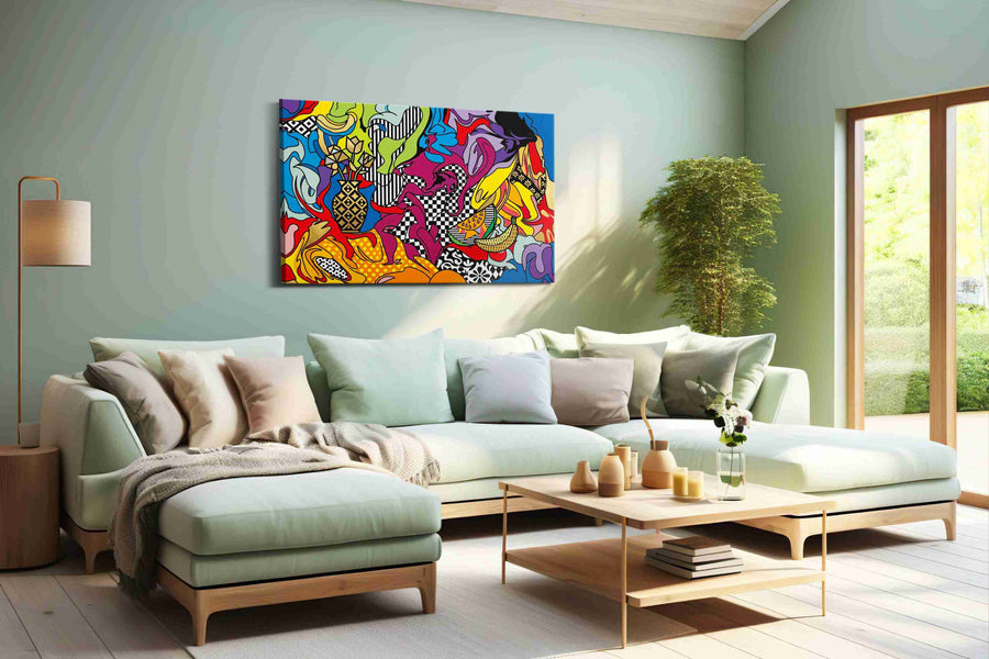 Gilded Fever Dream modern canvas print, hanging on wall