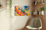 Gilded Tides of Ember modern canvas print, displayed in a living room