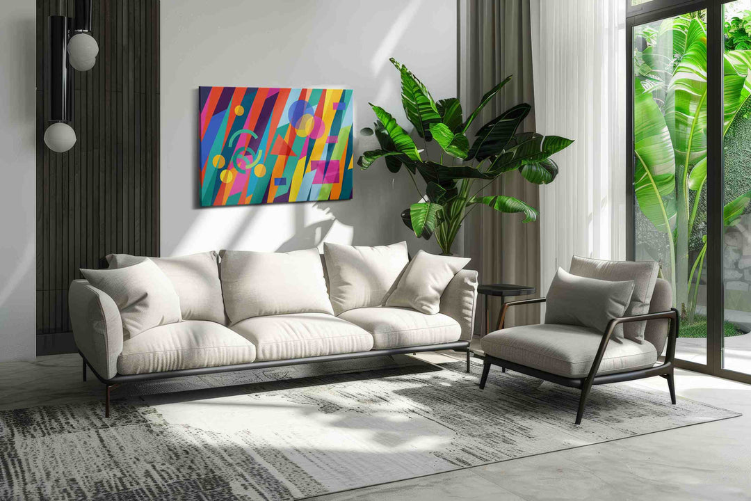 Neon Geometry Parade - Modern Wall Art, Contemporary Canvas Print, Minimalist Decor