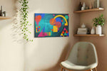 Neon Geometry Tide modern canvas print, displayed in a living room