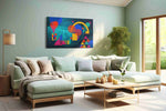 Neon Geometry Tide modern canvas print, hanging on wall