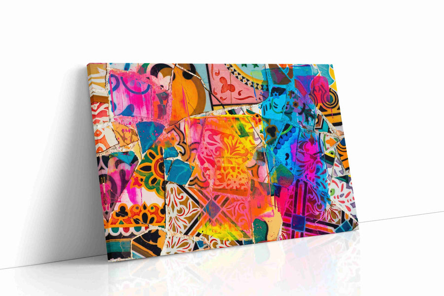 Neon Mosaic Reverie modern canvas print gallery-wrapped landscape canvas studio shot