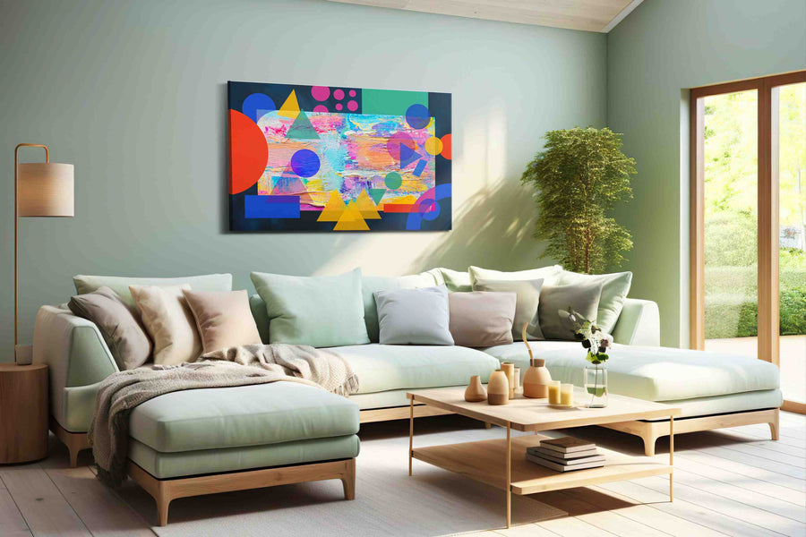 Neon Tectonics Reverie modern canvas print, hanging on wall