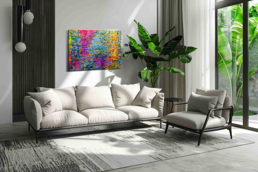 Neon Tidal Mosaic - Modern Wall Art, Contemporary Canvas Print, Minimalist Decor