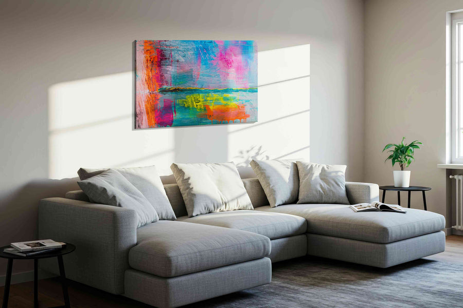 Neon Tide Reverie - Modern Wall Art, Contemporary Canvas Print, Minimalist Decor