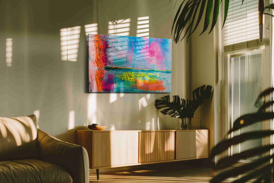 Neon Tide Reverie modern canvas print, on wall, lifestyle preview