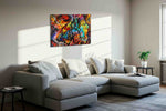 Solar Rhapsody in Black modern canvas print in a living room scene