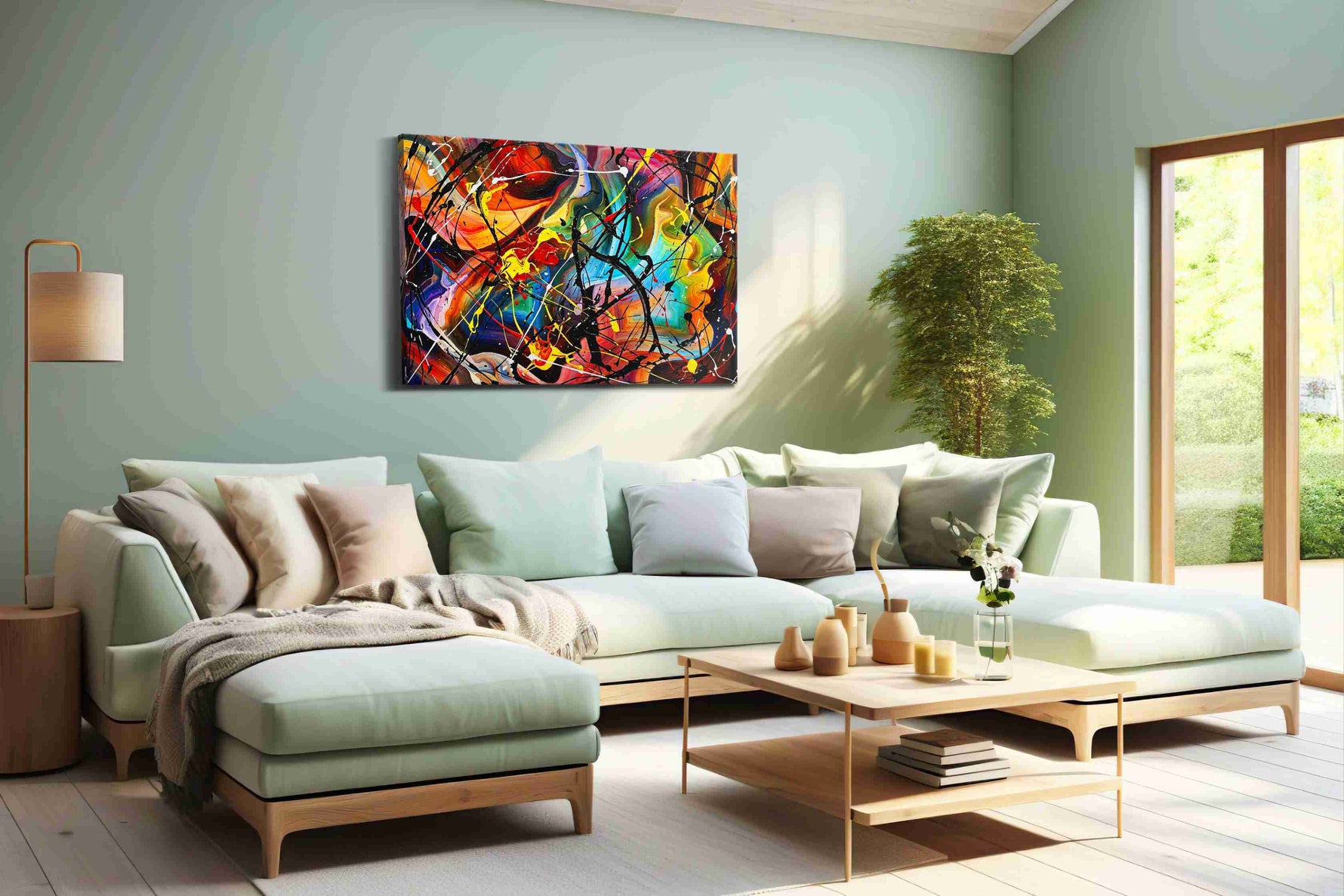 Solar Rhapsody in Black modern canvas print, hanging on wall