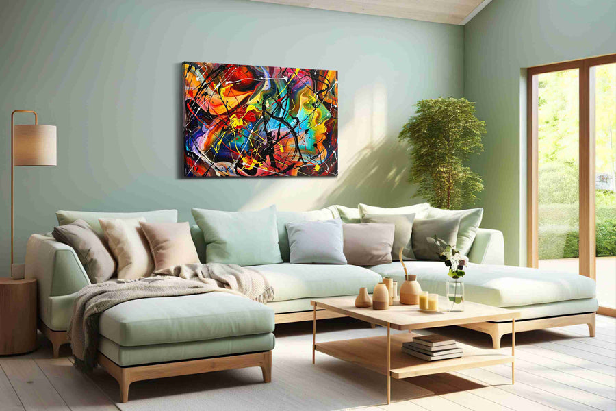 Solar Rhapsody in Black modern canvas print, hanging on wall