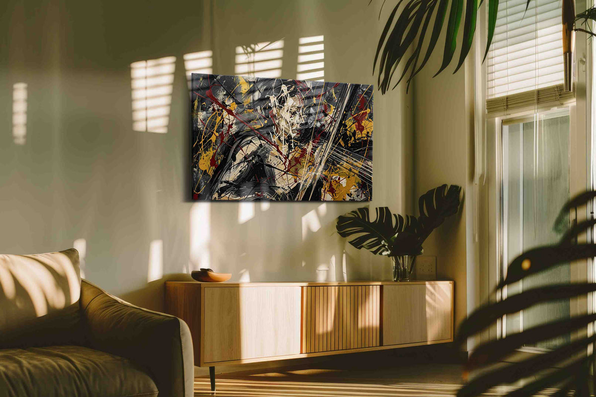 Velvet Riot in Gold modern canvas print, on wall, lifestyle preview