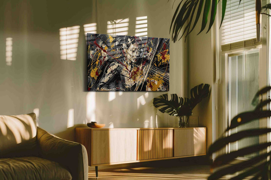 Velvet Riot in Gold modern canvas print, on wall, lifestyle preview