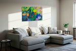 Verdigris Reverie modern canvas print in a living room scene