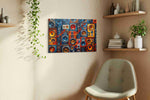 Electric Echo Mosaic music canvas print, displayed in a living room