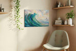 Aurora Tide Ascending ocean canvas print, displayed in a living room